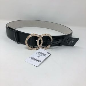Women's Embellished Double Circle Leather Belt
